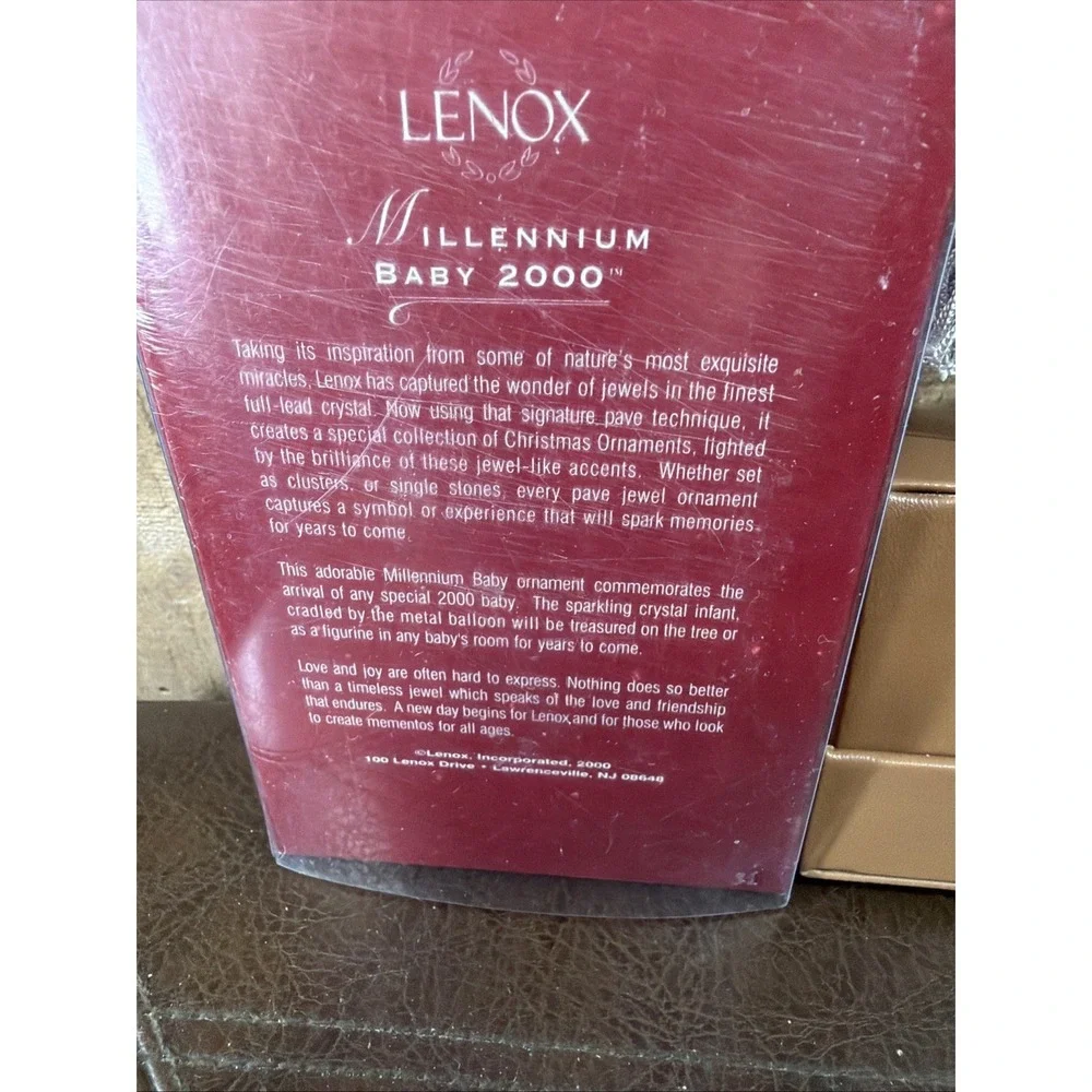 Lenox Millennium 2000 Y2K Baby's 1st Christmas Crystal Ornament Hot Air Ballon